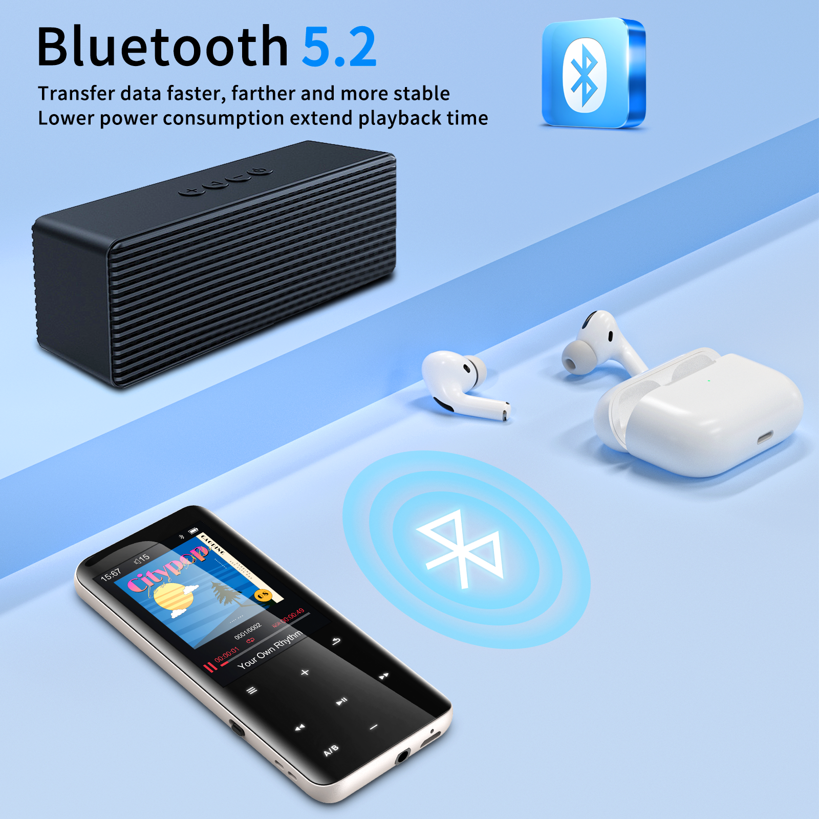 Telele 64GB Mp3 Player with Bluetooth 5.0 - Portable Digital Lossless Music MP3 MP4 Player with FM Radio HD Speaker