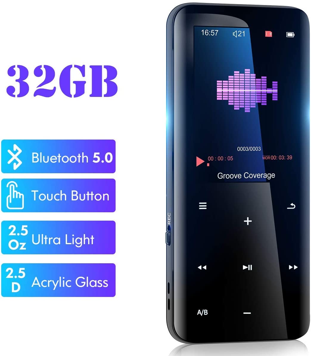 Telele 64GB Mp3 Player with Bluetooth 5.0 - Portable Digital Lossless Music MP3 MP4 Player with FM Radio HD Speaker